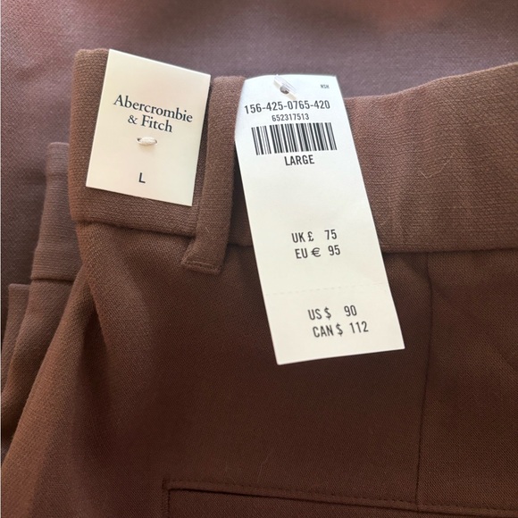 NWT A&F Tailored Pants in Brown - Size Large - Picture 3 of 3